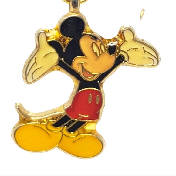 Vintage Disney Mickey Mouse Arms Up Enamel Necklace - Picture 1 of 6